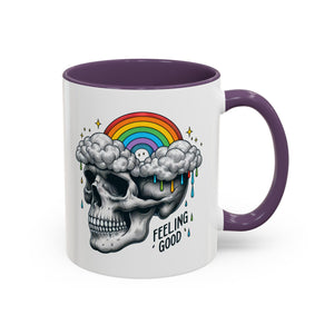 Skull Rainbow Coffee Mug, Unique Gift for Coffee Lovers, Halloween Decor, Daily Motivation Mug, Fun Skull Design
