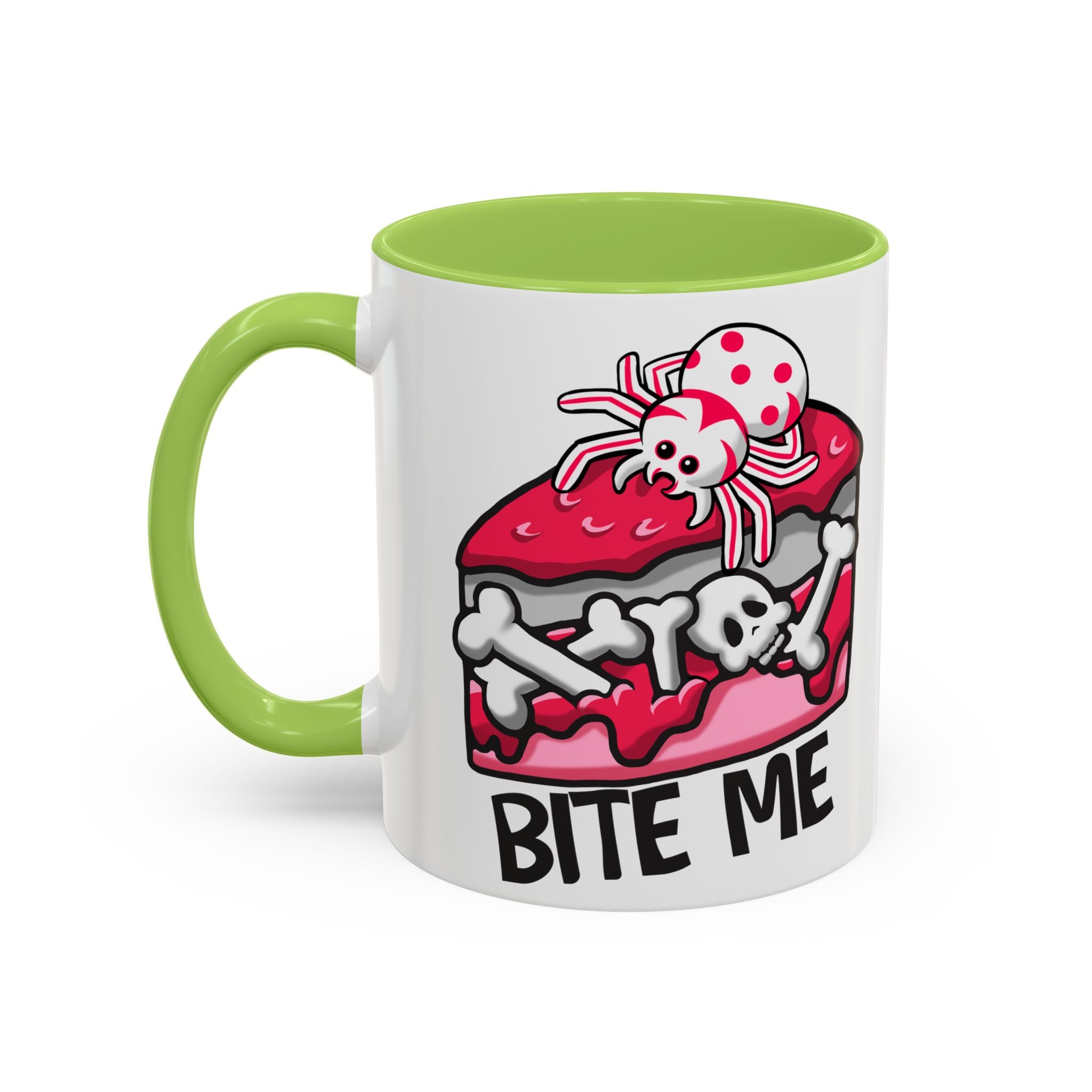 Bite Me Coffee Mug — Cute Creepy Spider Cake Accent Mug anti valentine