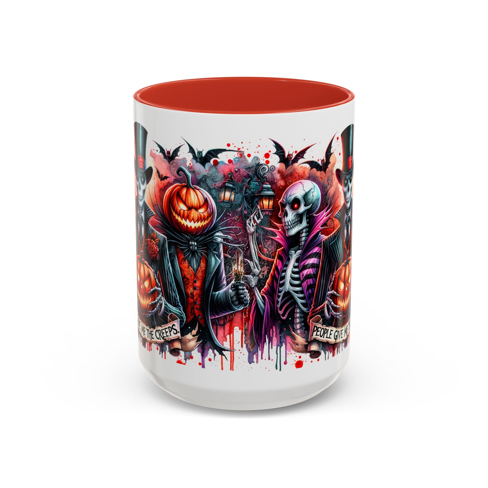 Halloween-themed Accent Coffee Mug, Spooky Skull Mug, Pumpkin Art Cup, Unique Gift for Halloween Lovers, October Decor