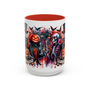 Halloween-themed Accent Coffee Mug, Spooky Skull Mug, Pumpkin Art Cup, Unique Gift for Halloween Lovers, October Decor