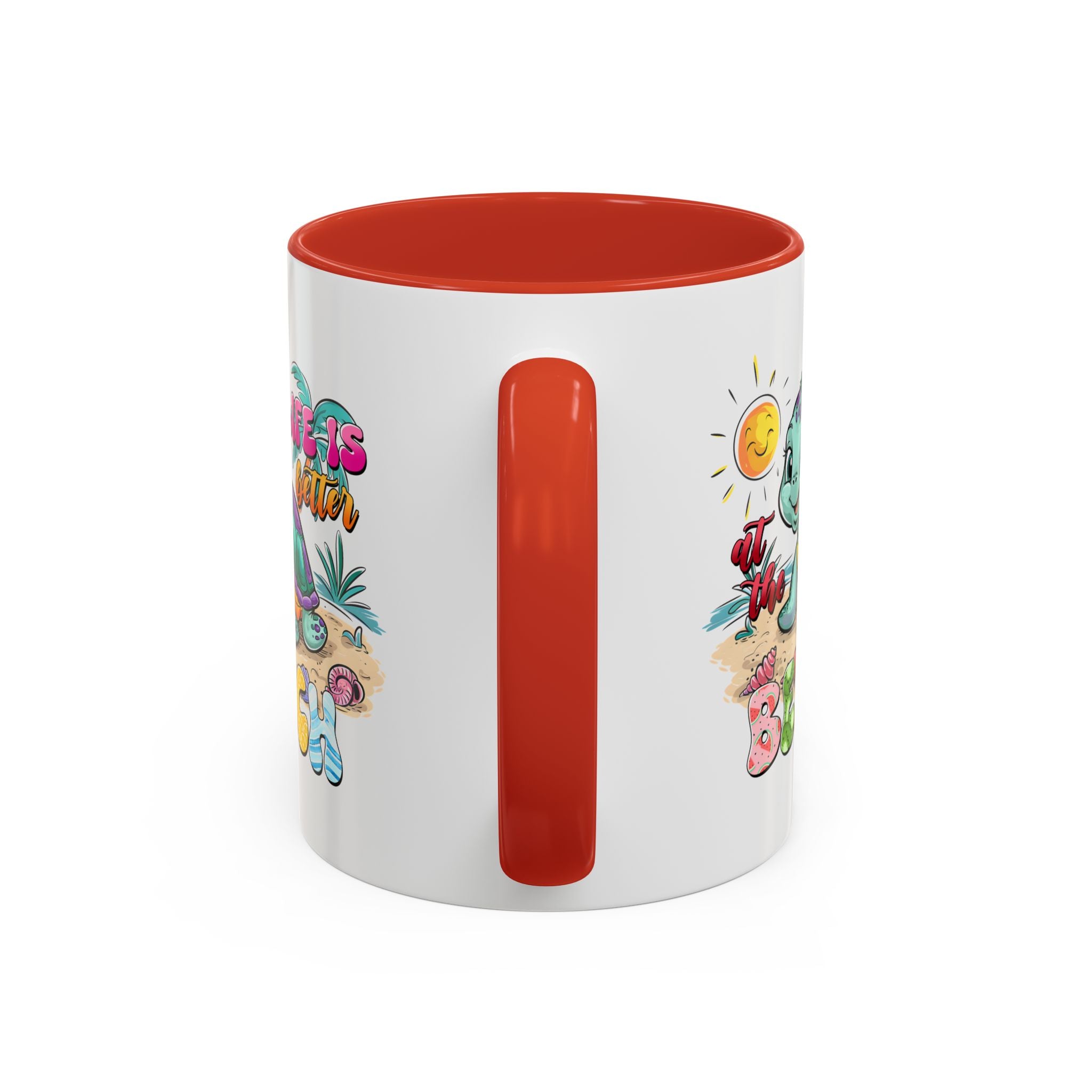 Beach Vibe Accent Coffee Mug - "Life is Better at the Beach" Design turtle animal lover