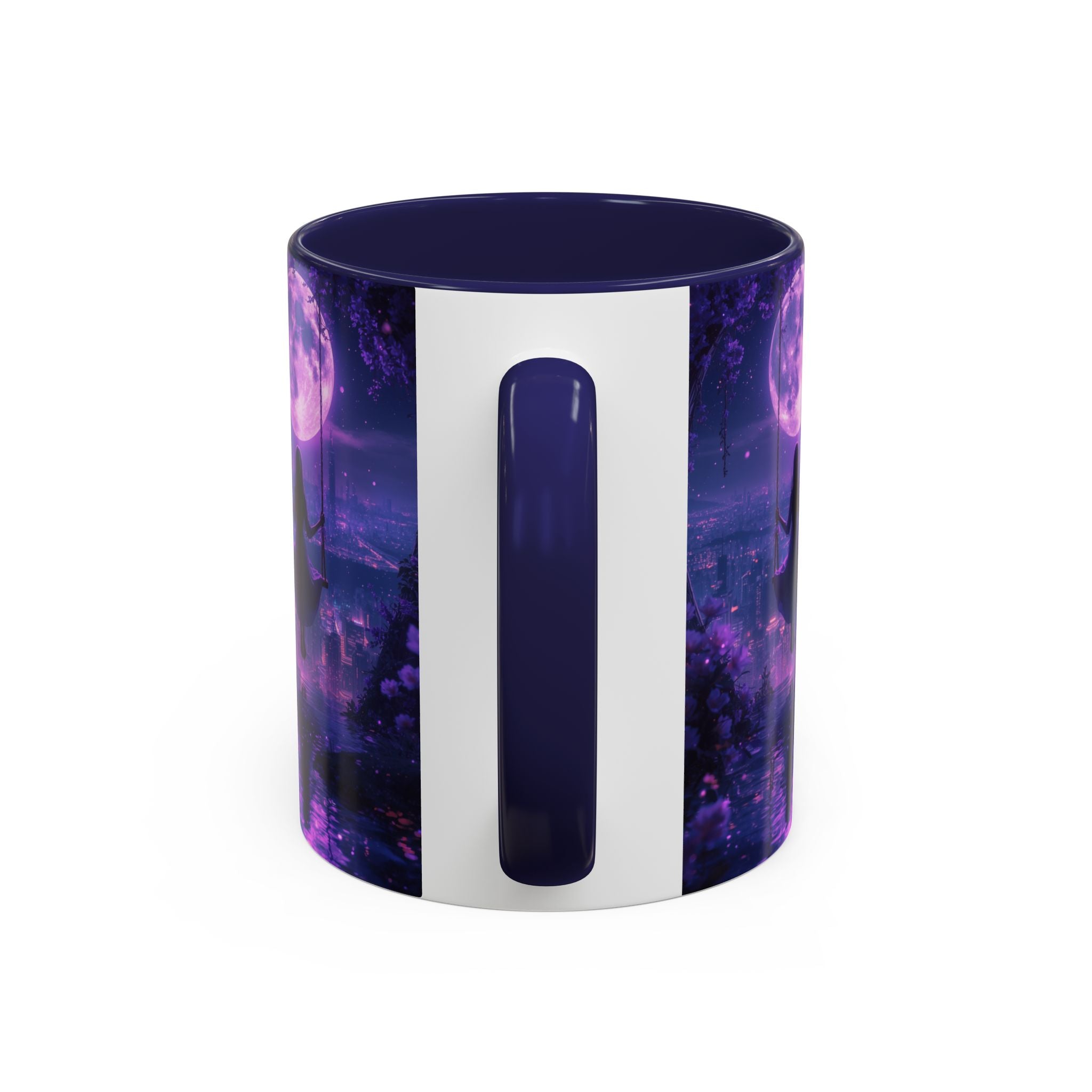 anime Dreamy Moonlit Swing Accent Coffee Mug, Artistic Mug, Celestial Coffee Cup, Fantasy Beverage Holder, Gift for Dreamers