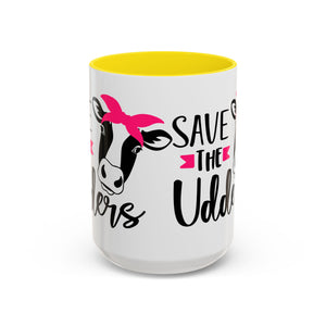 cancer awareness Cute Cow Mug - Save the Utters Coffee Cup, Gift for Animal Lovers,  Mug, Unique Birthday Gift