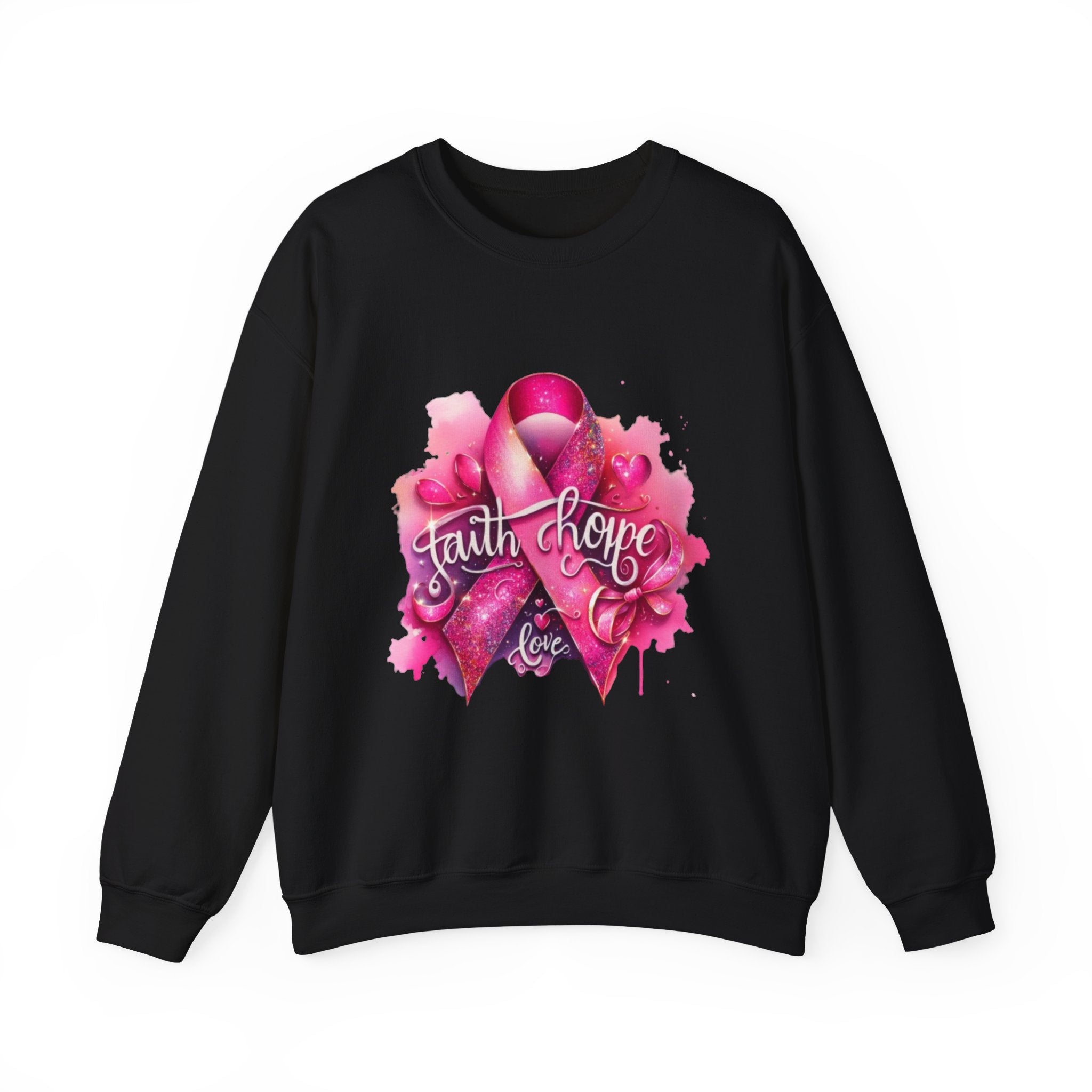 Breast Cancer Awareness Sweatshirt, Faith Hope Love Crewneck, Comfort Fashion, Supportive Gift for Her, Pink Ribbon Apparel