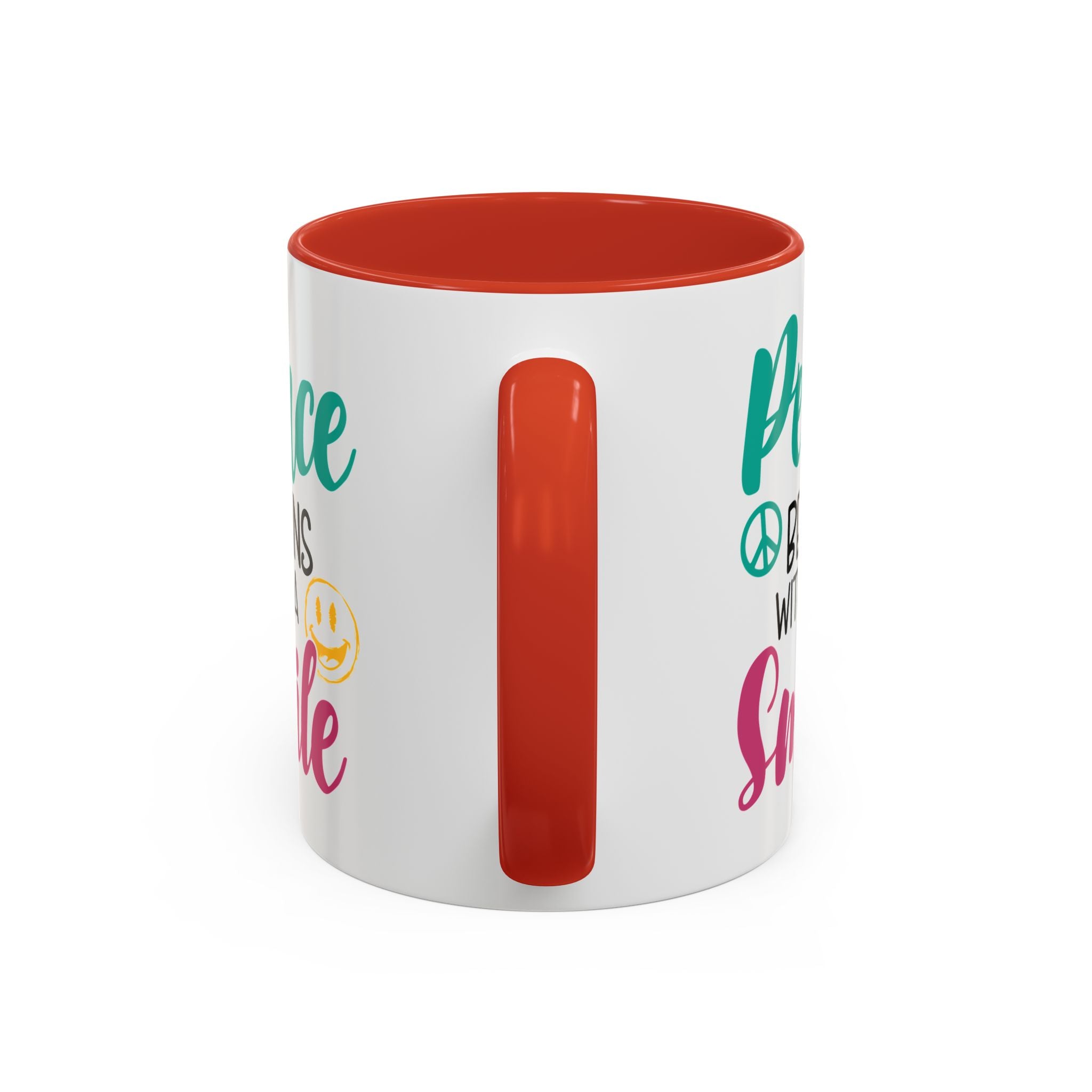 Inspirational Peace Coffee Mug - "Peace Begins with a Smile" - 11oz & 15oz