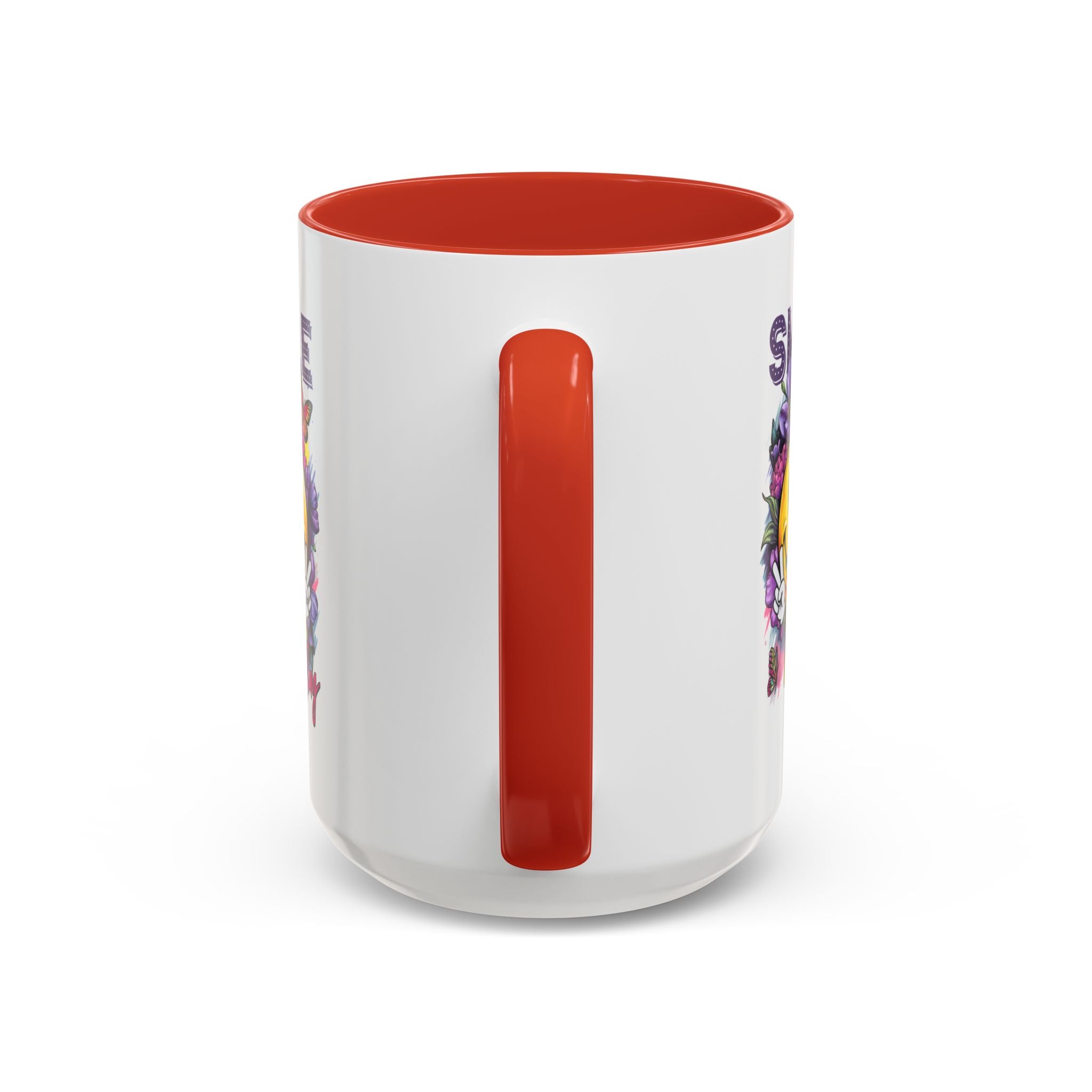 Smile Stay Accent Coffee Mug - Vibrant Floral Design for Positive Vibes