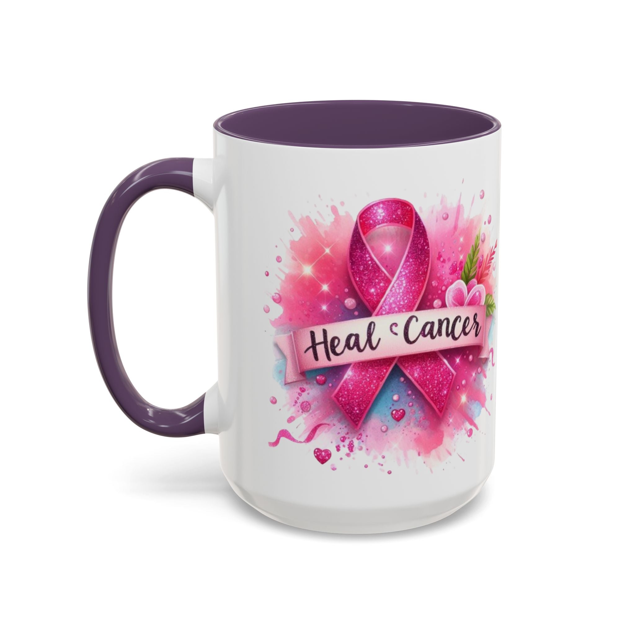 Pink Ribbon Healing Coffee Mug | Support Cancer Awareness | Inspirational Gift | Breast Cancer Support | 11oz & 15oz Options