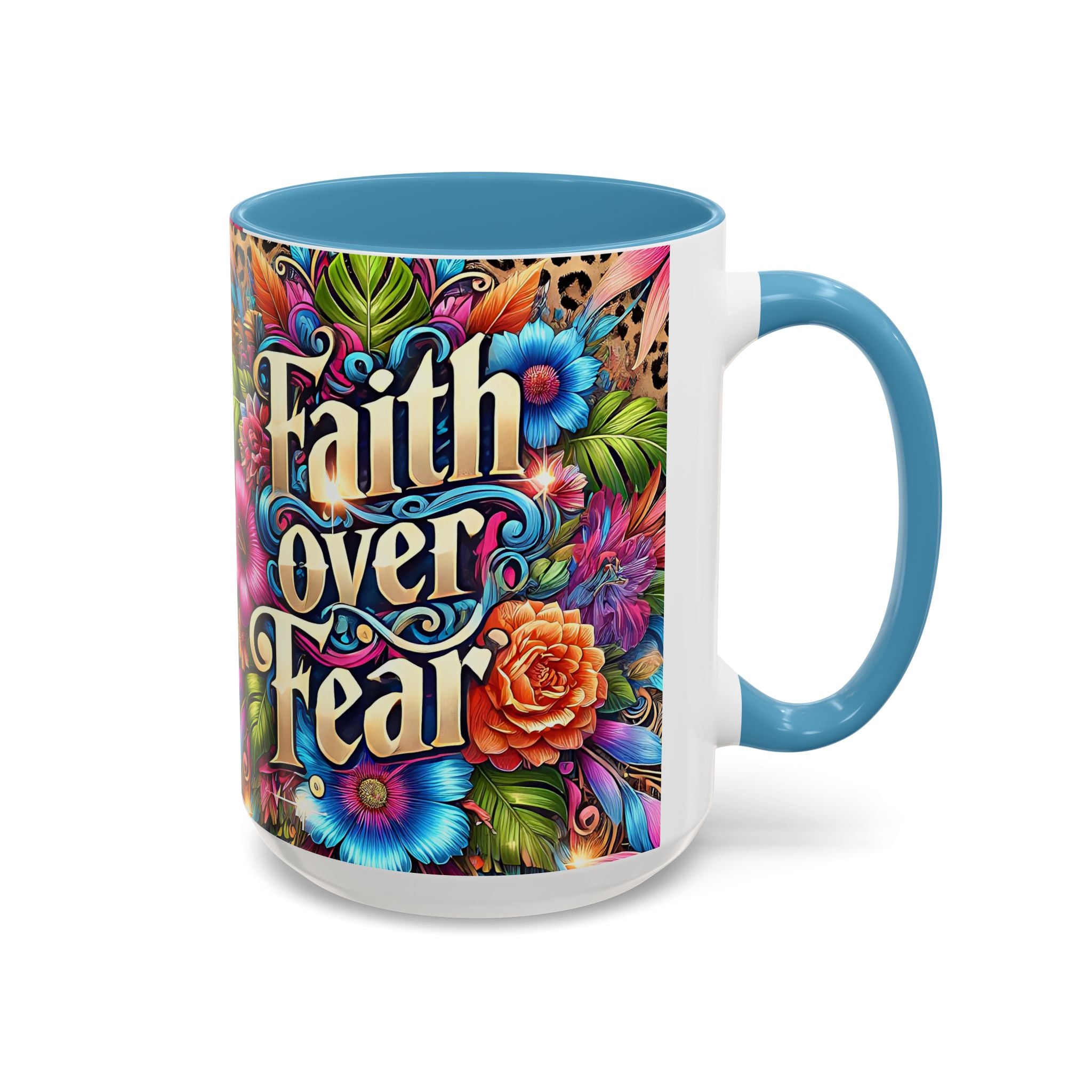 Faith Over Fear Floral Coffee Mug positive mental health