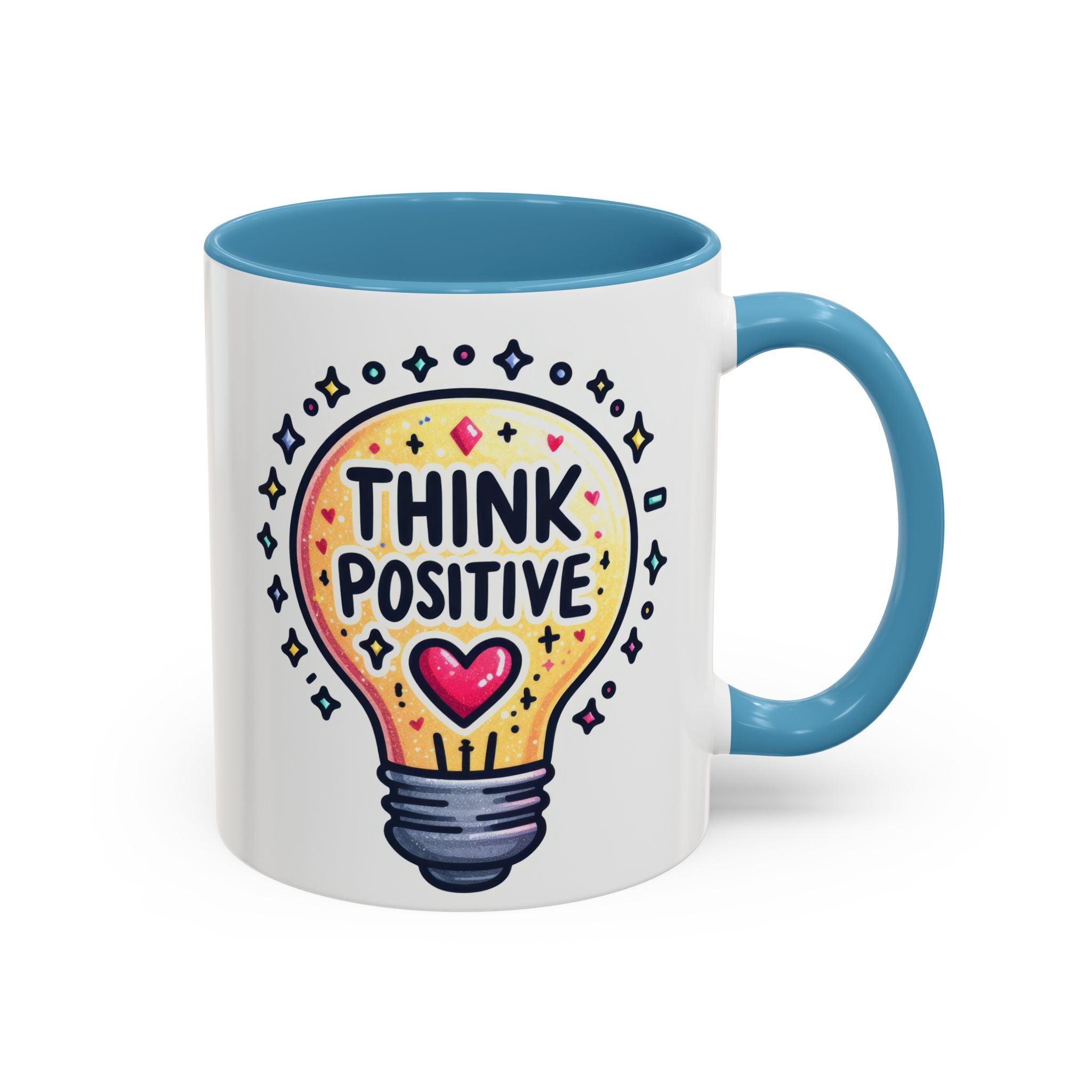 Think Positive Lightbulb Coffee Mug — Motivational Accent Mug (11/15 oz)