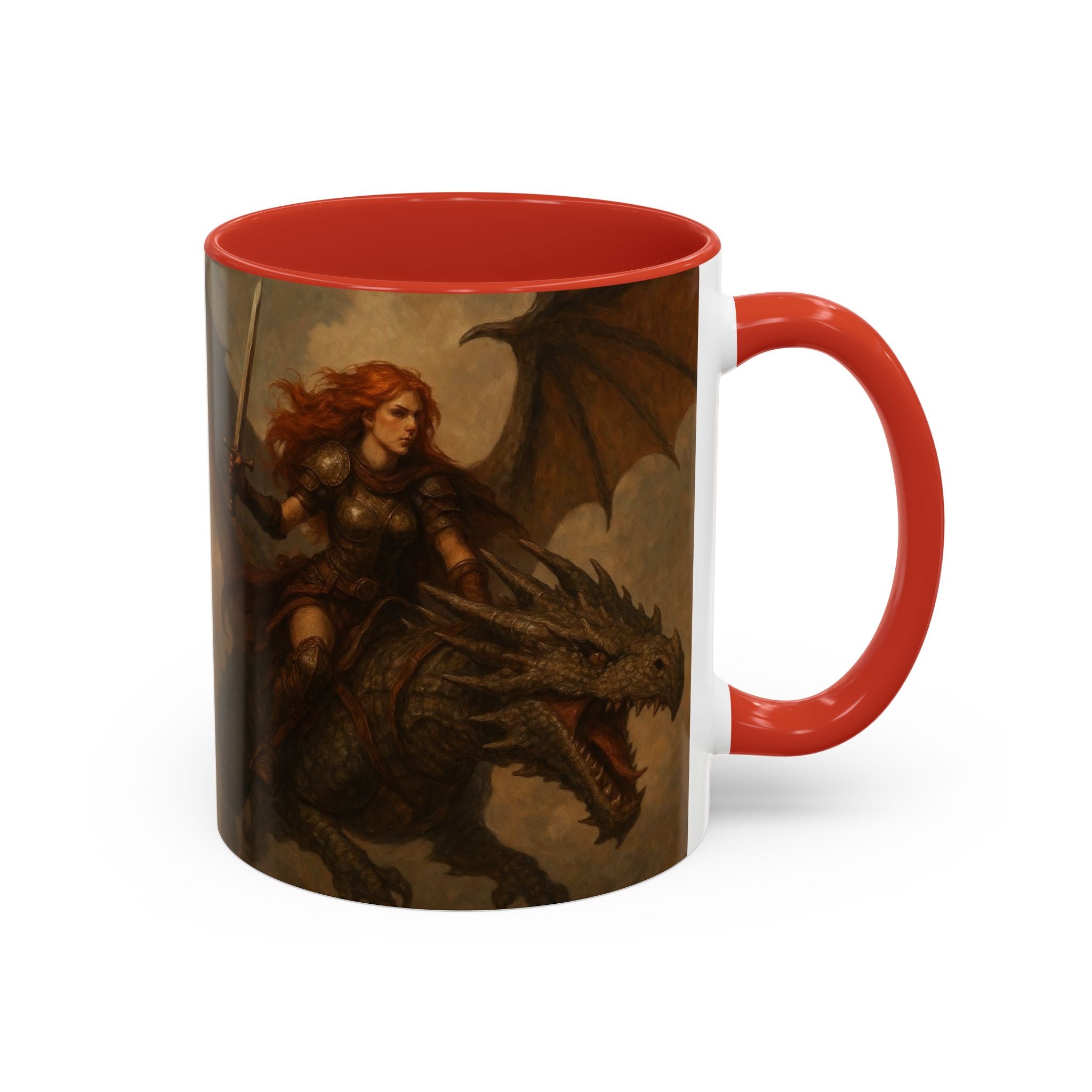 Fantasy Dragon Rider Coffee Mug gothic woman warrior queen