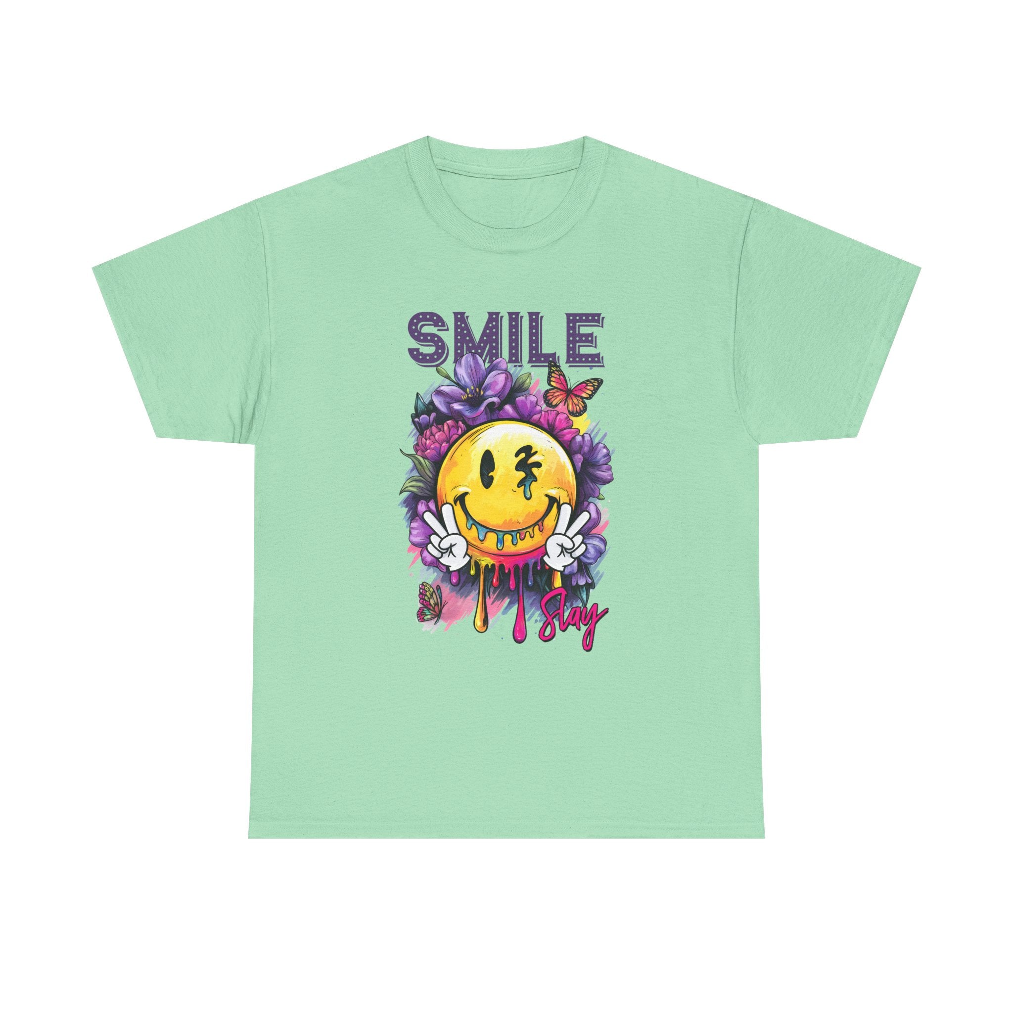 Smile Floral Graphic Tee unisex cotton tee gothic