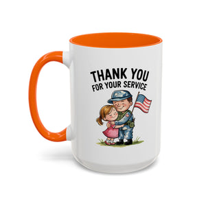 Thank You for Your Service Coffee Mug - 11oz & 15oz Accent Mugs for Veterans Appreciation