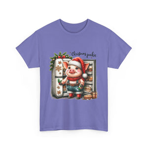 Christmas Junkie Unisex Cotton Tee, Fun Holiday Shirt, Christmas Gift, Pig T-Shirt, Festive Apparel, Cute Christmas Outfit