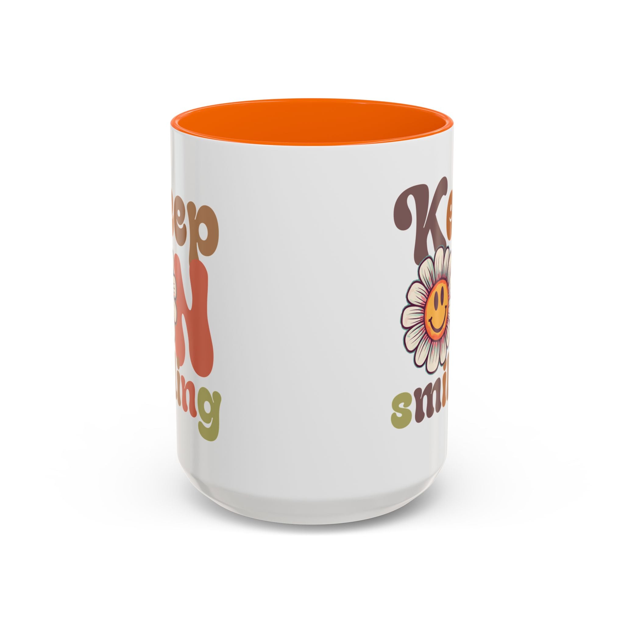 Keep Smiling Floral Coffee Mug - Cheerful 11 & 15oz Accent Mug for Daily Motivation