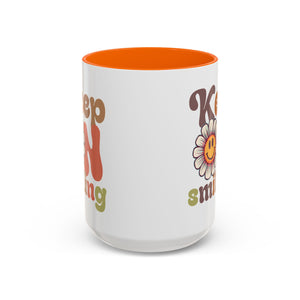 Keep Smiling Floral Coffee Mug - Cheerful 11 & 15oz Accent Mug for Daily Motivation
