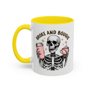 Broke and Bougie Coffee Mug, Skeleton Mug, Halloween Mug, Unique Gift for Coffee Lovers, Spooky Decor