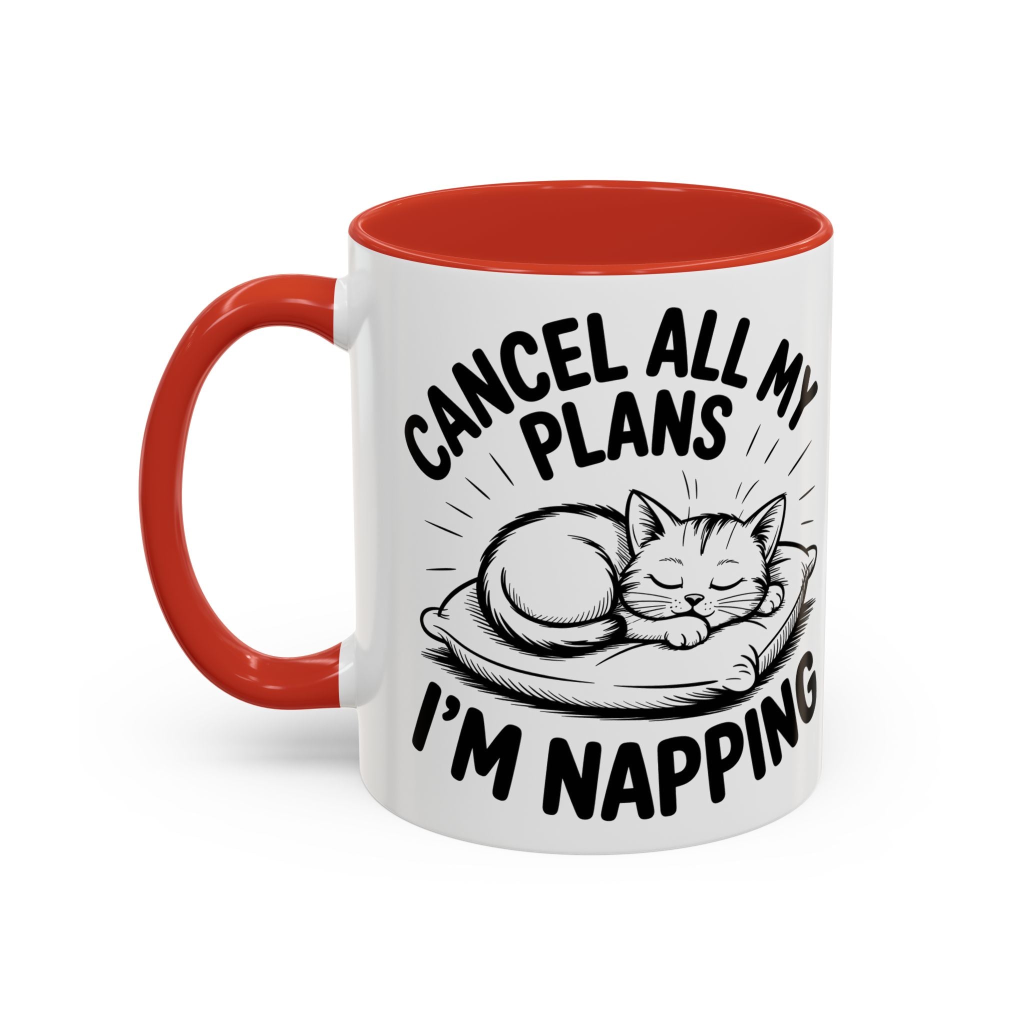 Accent Coffee Mug — "Cancel All My Plans I'm Napping" Cat Sleepy Coffee Mug