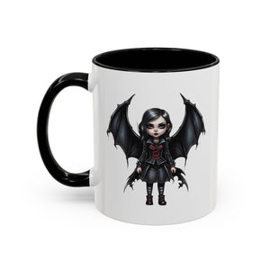 Gothic vampire girl with bat wings horror art Accent Coffee Mug (11, 15oz) vamp18