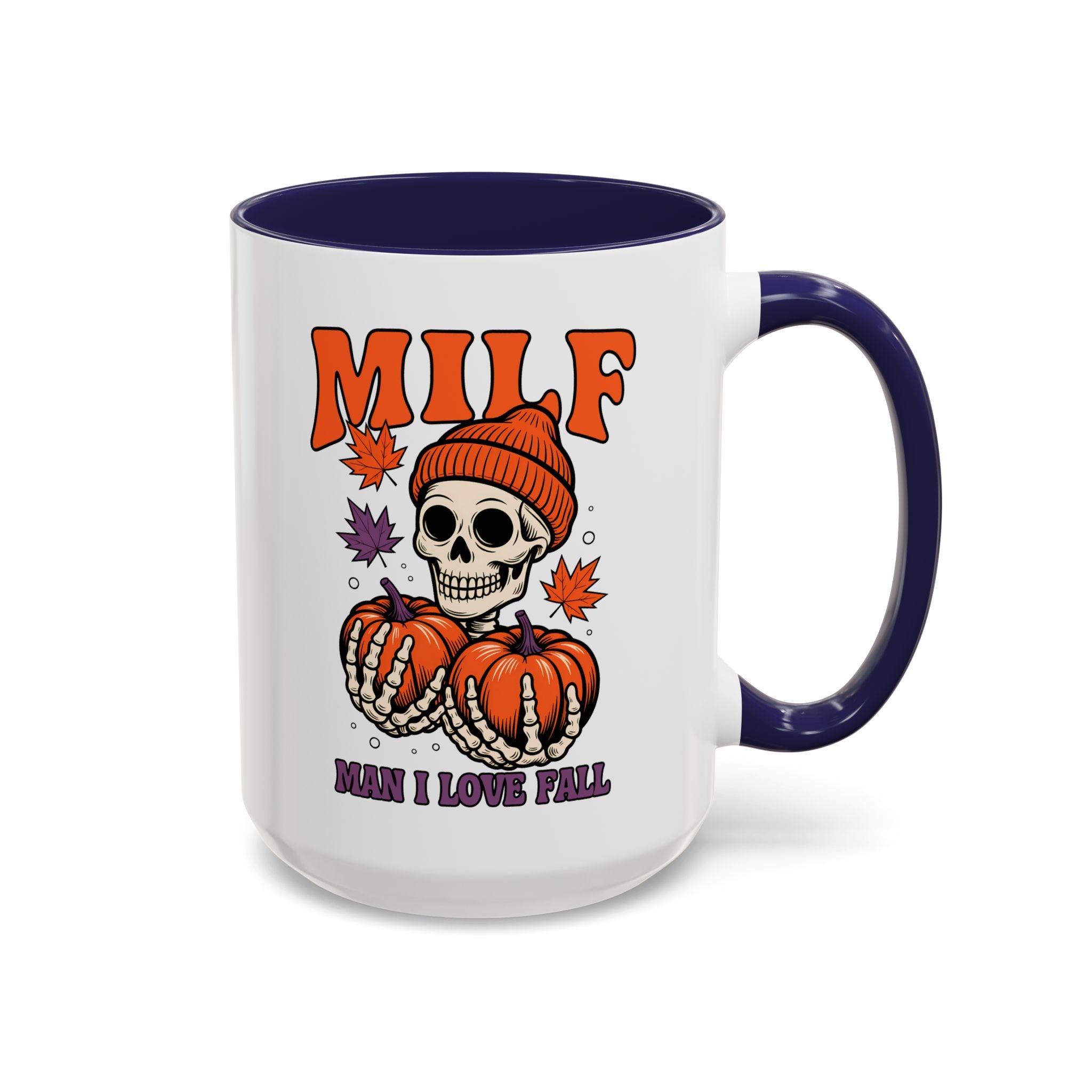 Halloween Pumpkin Skull Coffee Mug – "MILF: Man I Love Fall" funny adult humor sexy time joke