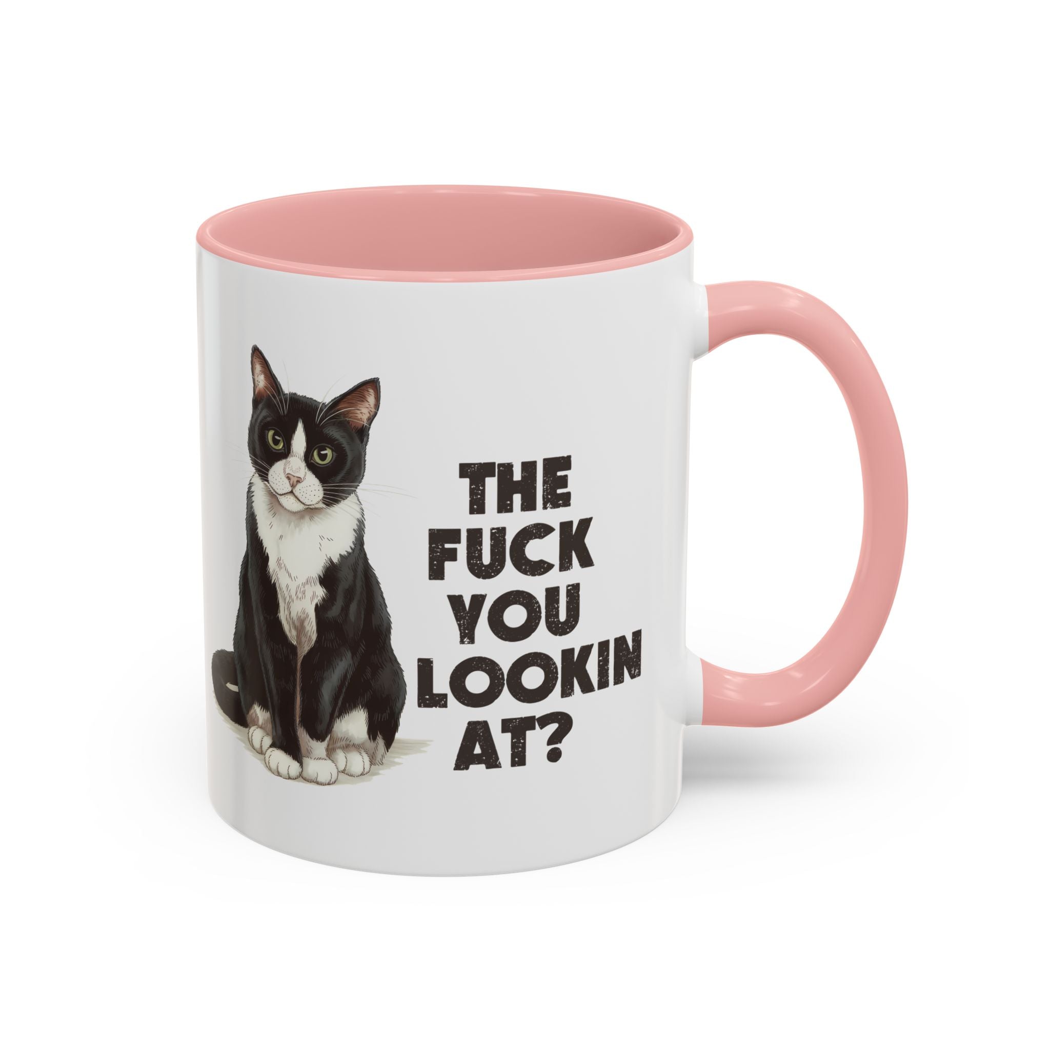 Humorous Cat Accent Coffee Mug - "What You Lookin' At?" 11/15oz attitude and sarcasm