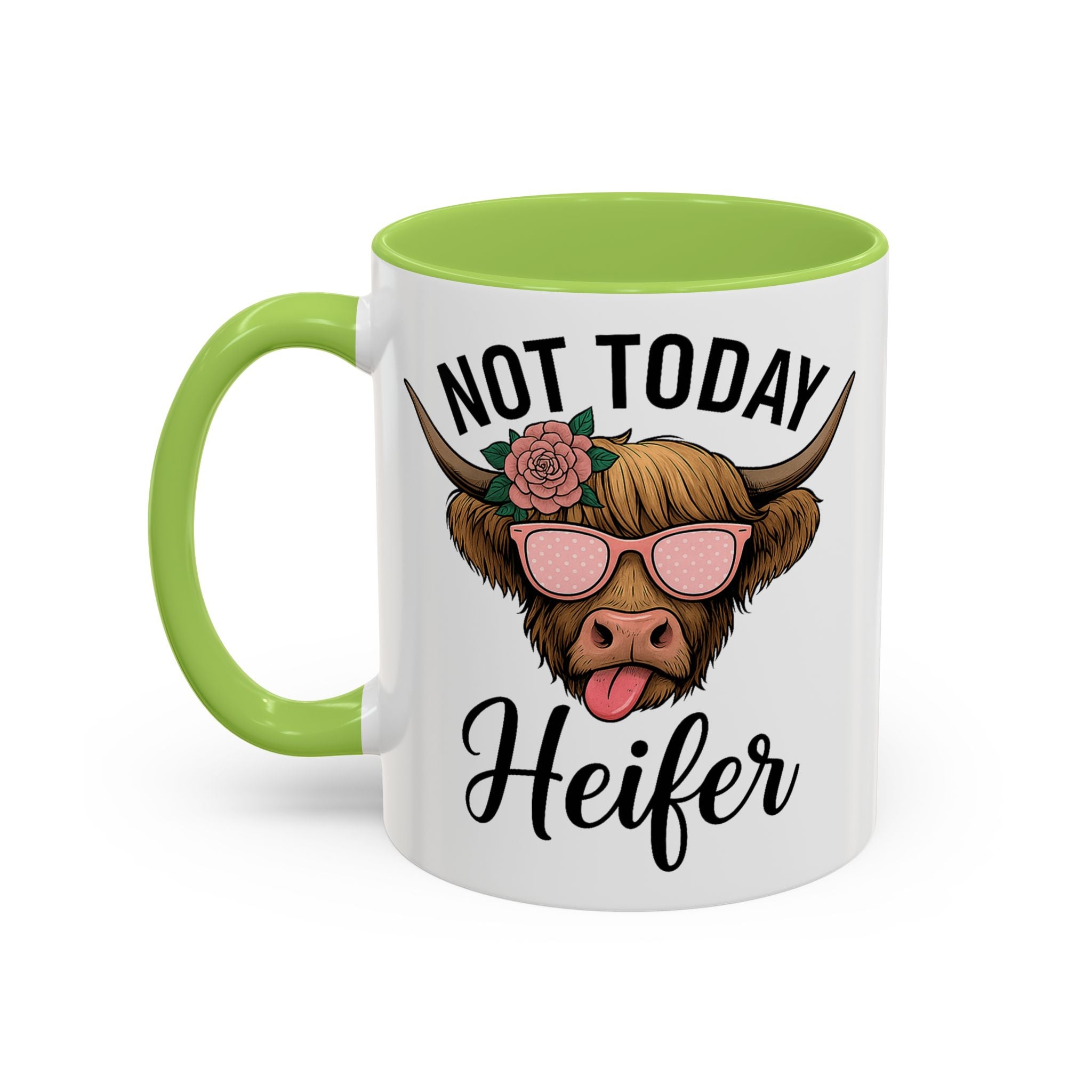 Not Today Heifer Coffee Mug — Funny Cow Mug with Sunglasses (11/15oz)