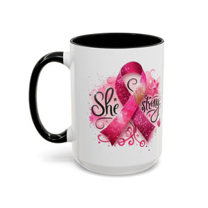 Empowering Pink Ribbon Coffee Mug - Gift for Survivors, Breast Cancer Awareness, Motivational Mug, Inspirational Drinkware, Self-Care Gift