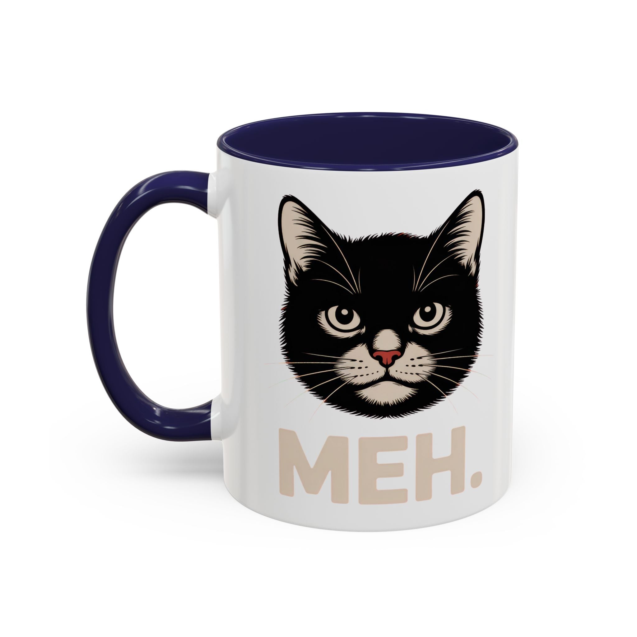 Tuxedo Cat 'MEH.' Accent Coffee Mug — Funny Cat Lover Ceramic Mug