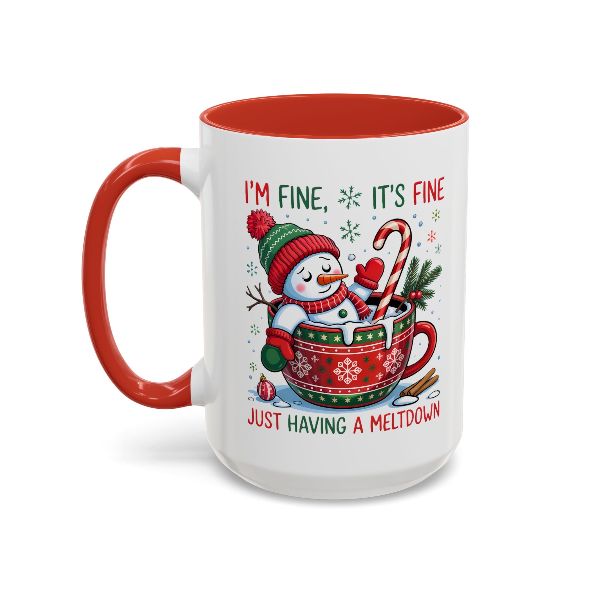 Festive Holiday Coffee Mug - "I'm Fine, It's Fine" Snowman Design sarcasm humor funny