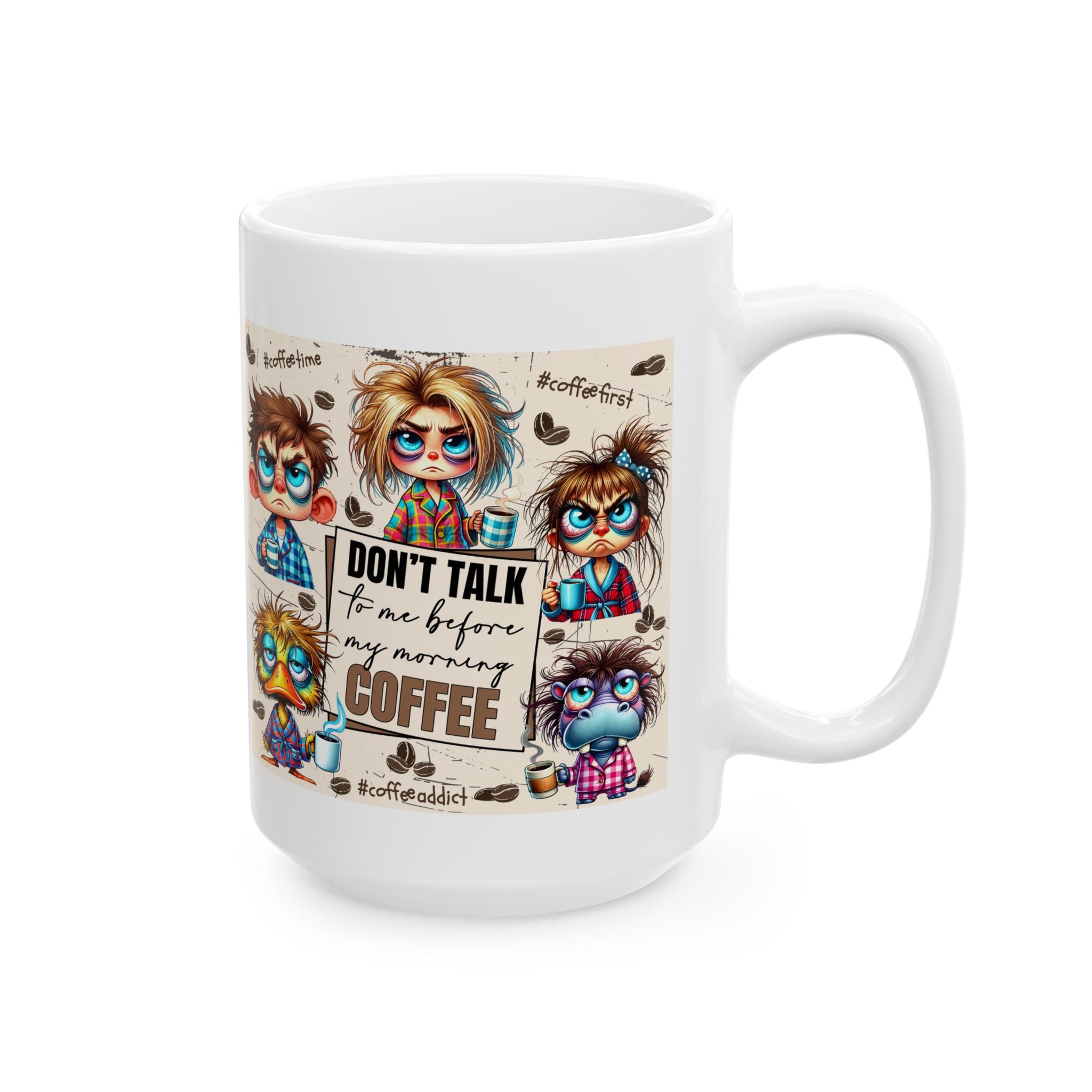 Coffee Lovers Ceramic Mug - Funny Cartoon Design | Perfect Gift for Coffee Enthusiasts, Home Office, Any Holiday
