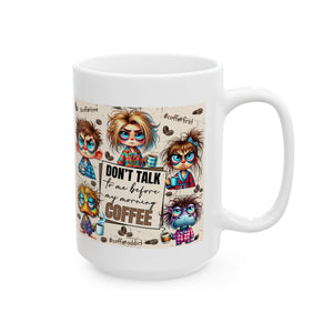 Coffee Lovers Ceramic Mug - Funny Cartoon Design | Perfect Gift for Coffee Enthusiasts, Home Office, Any Holiday
