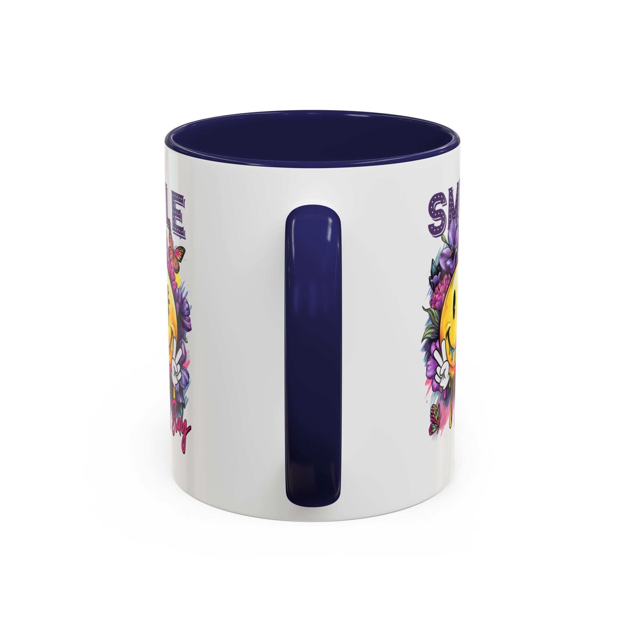 Smile Stay Accent Coffee Mug - Vibrant Floral Design for Positive Vibes