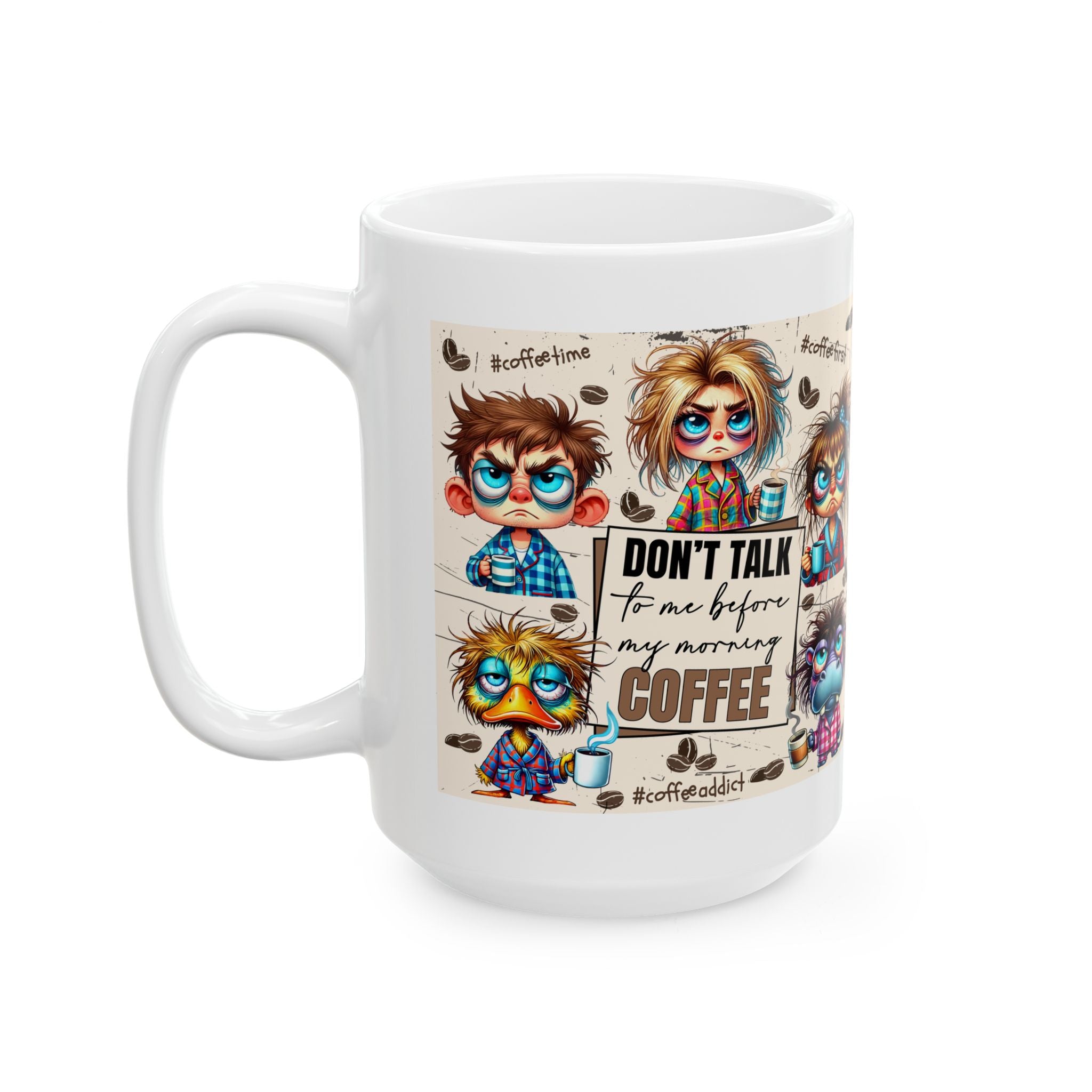 Coffee Lovers Ceramic Mug - Funny Cartoon Design | Perfect Gift for Coffee Enthusiasts, Home Office, Any Holiday