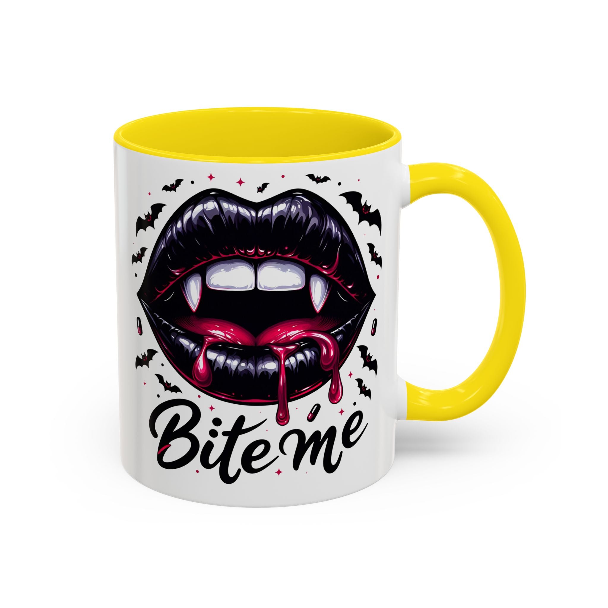 Vampire Themed Coffee Mug - "Bite Me"  halloween bats horror art cup