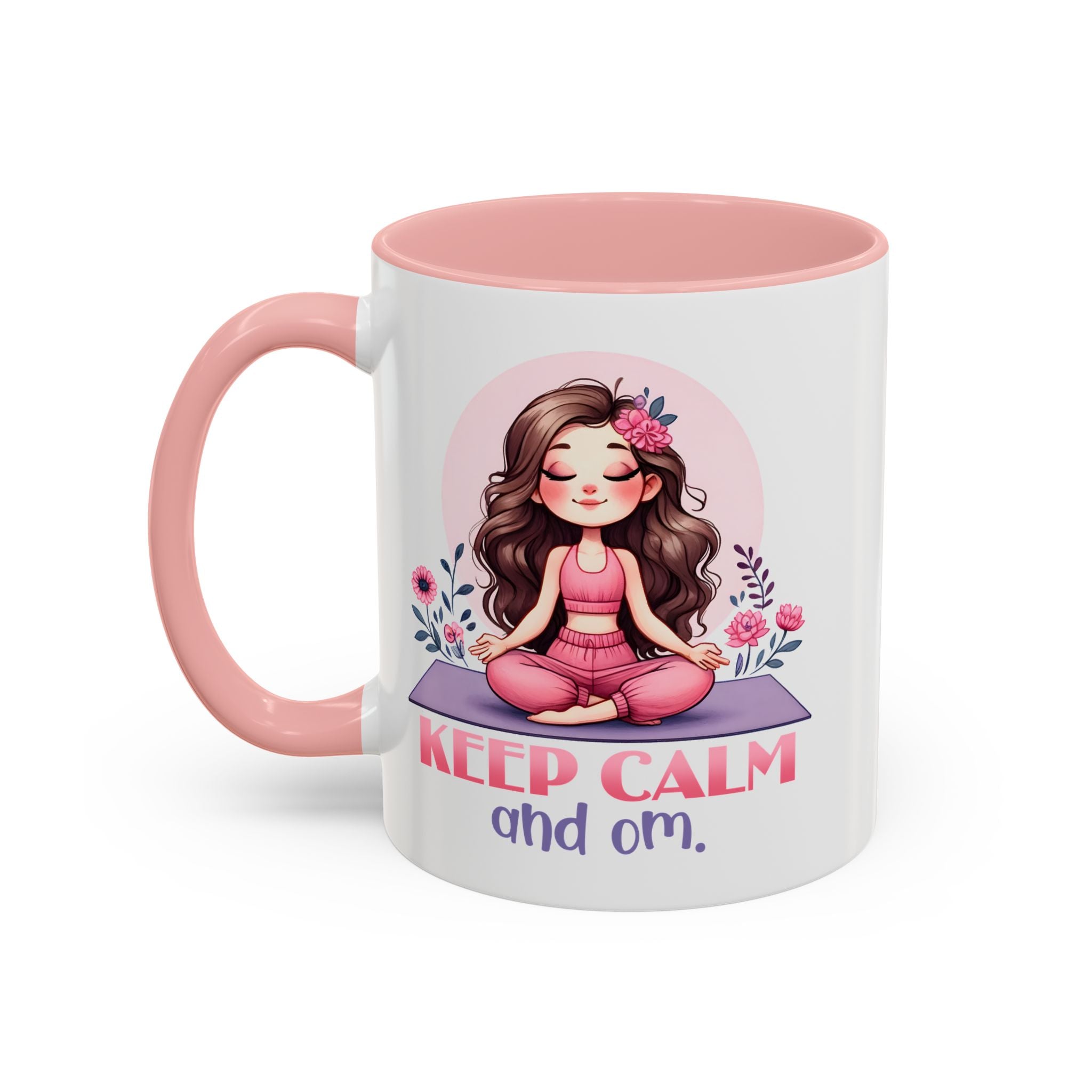 Relaxing Yoga Coffee Mug, Keep Calm and Om Mug, Inspirational Gift, Meditation Mug, Self-Care Coffee Cup, Yoga Lover's Gift