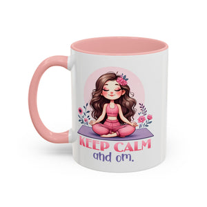 Relaxing Yoga Coffee Mug, Keep Calm and Om Mug, Inspirational Gift, Meditation Mug, Self-Care Coffee Cup, Yoga Lover's Gift