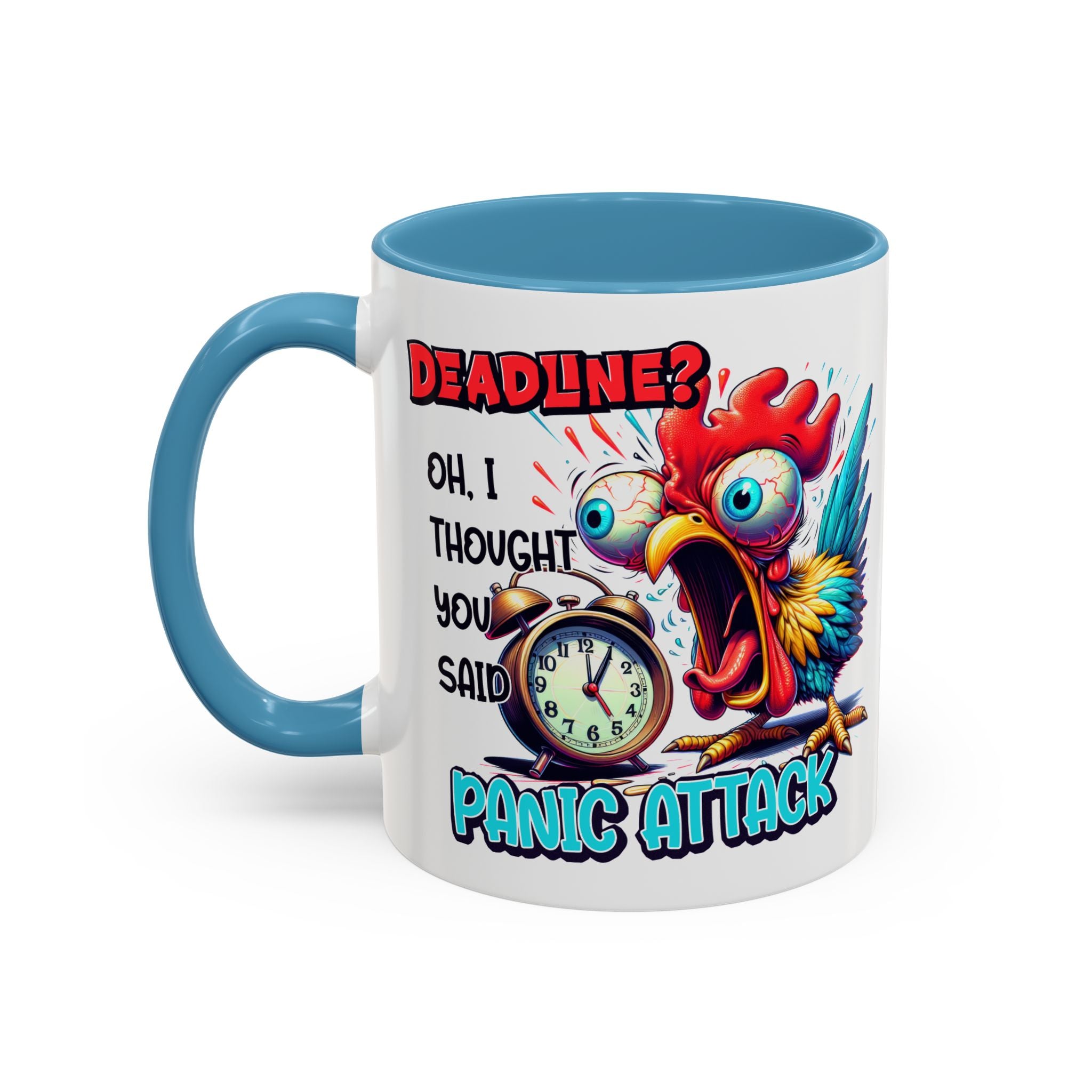 Funny Panic Attack Coffee Mug, Quirky Rooster Mug for Stress Relief, Gift for Teachers, Office Humor, Coworker Gift, Fun Coffee Cup