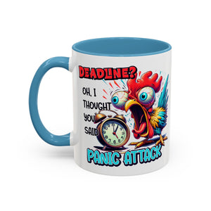 Funny Panic Attack Coffee Mug, Quirky Rooster Mug for Stress Relief, Gift for Teachers, Office Humor, Coworker Gift, Fun Coffee Cup