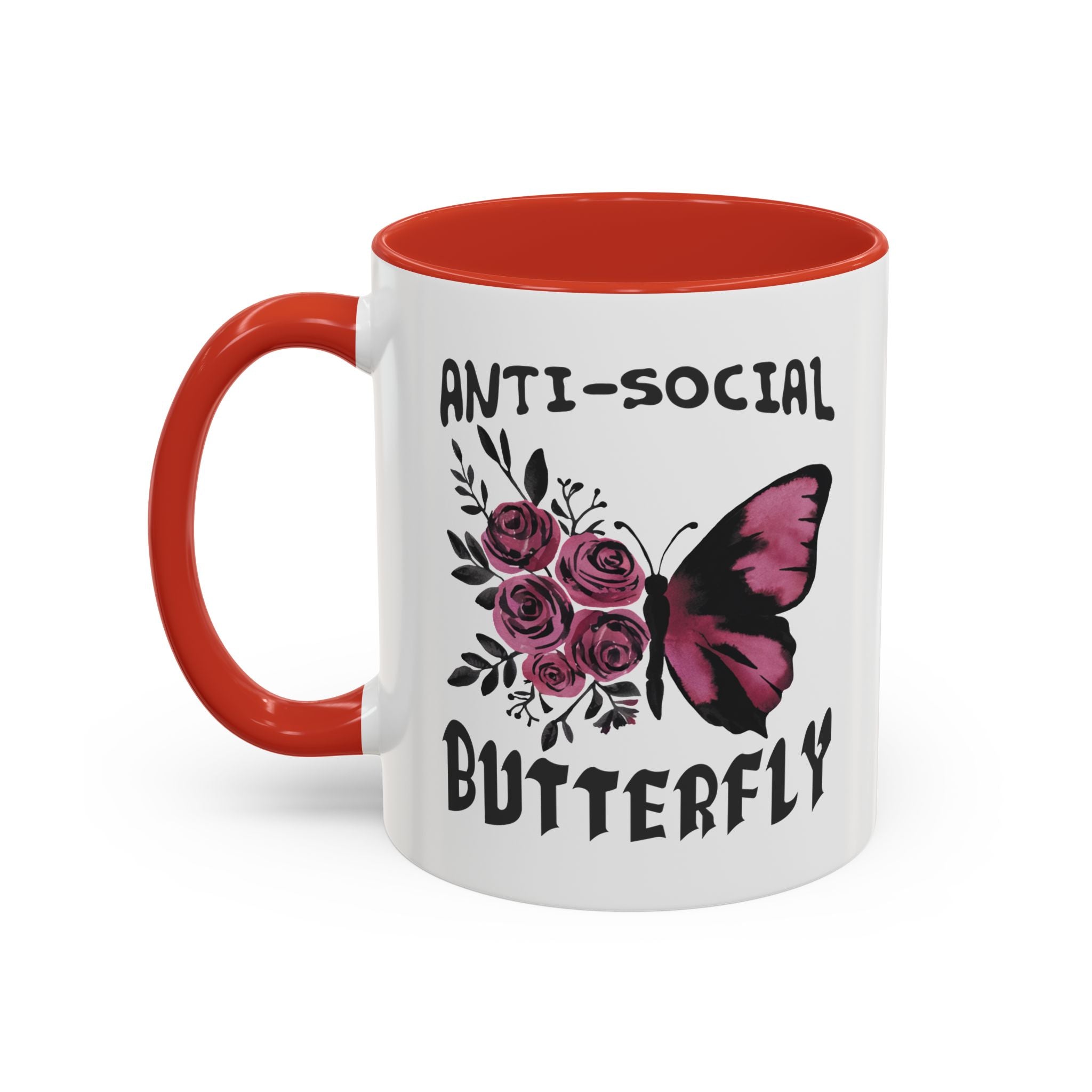 Anti-Social Butterfly Coffee Mug - Floral & Butterfly Design