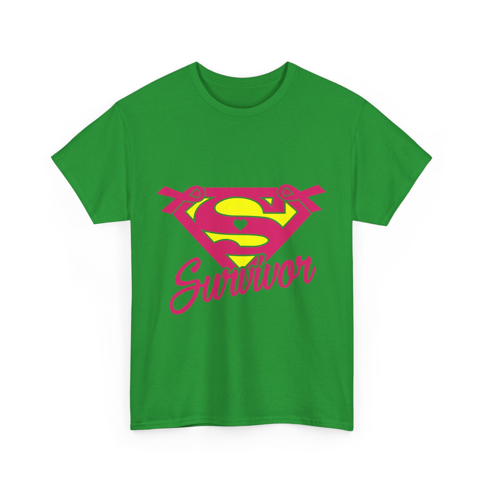 Super Survivor Unisex Heavy Cotton Tee, Support Cancer Awareness Shirt, Inspirational T-Shirt, Gift for Survivors, Motivational Apparel