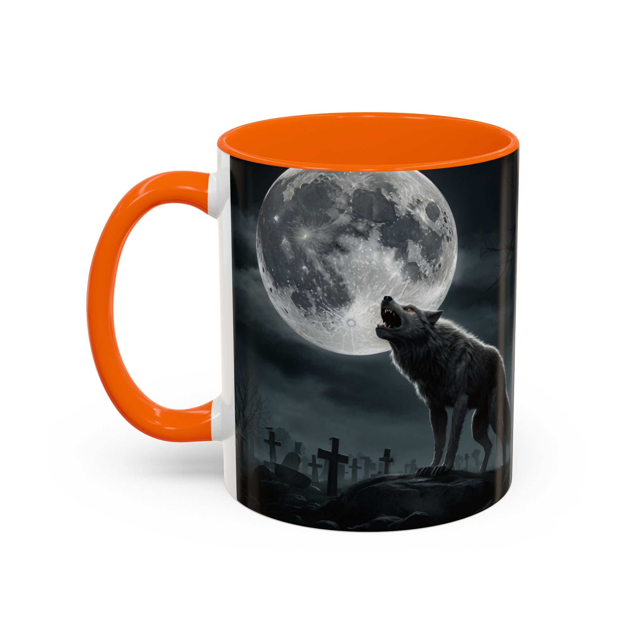 Howling Wolf Moon Coffee Mug – Gothic Graveyard Accent Mug (11/15oz) fantasy