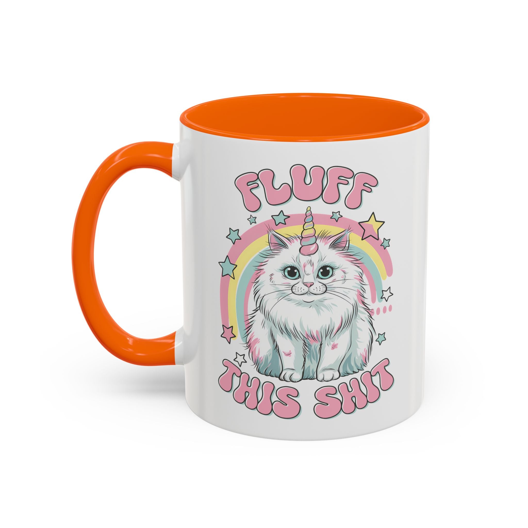 Whimsical Cat Coffee Mug - "Fluff This Shit" funny adult humor sarcasm