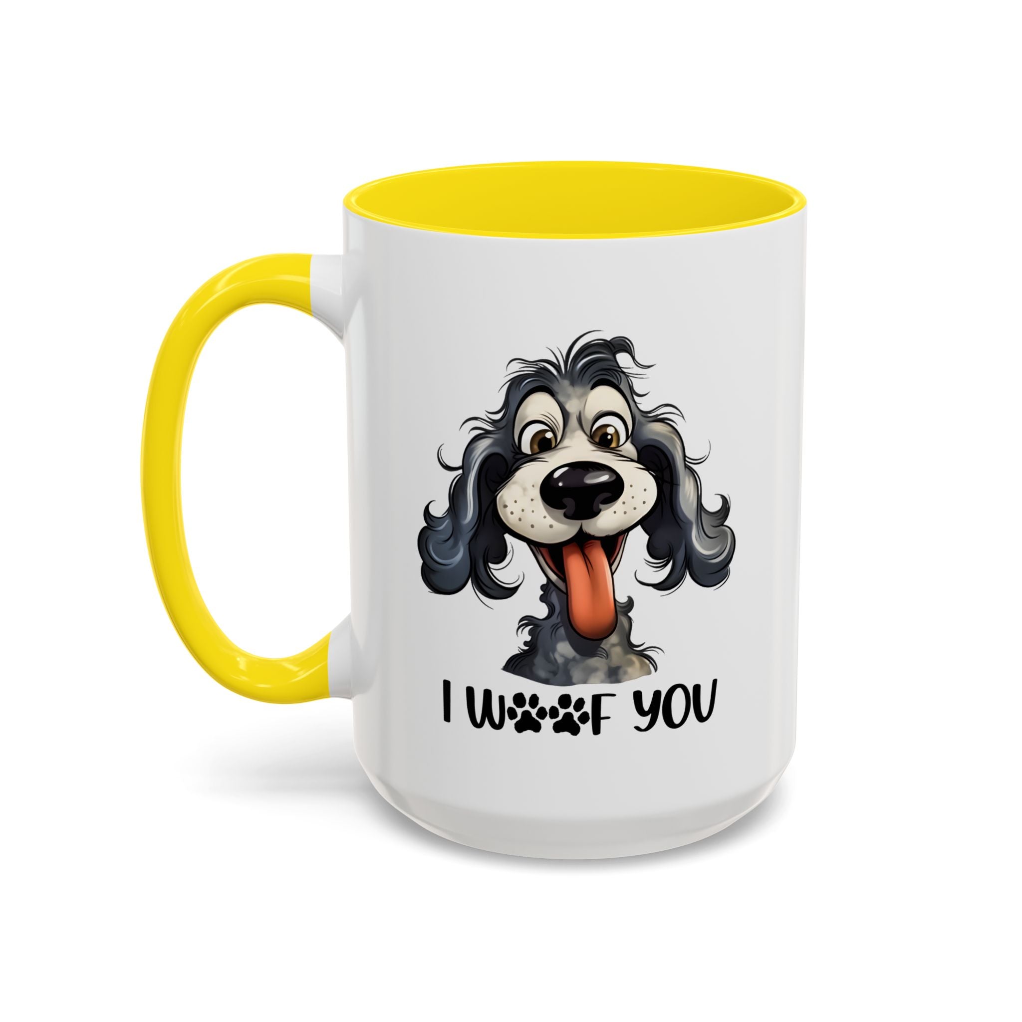 Dog Lover's Accent Coffee Mug - I Woof You, Pet Gift, Animal Lover Cup, Dog Mom Mug, Cute Dog Design, Fun Coffee Cup