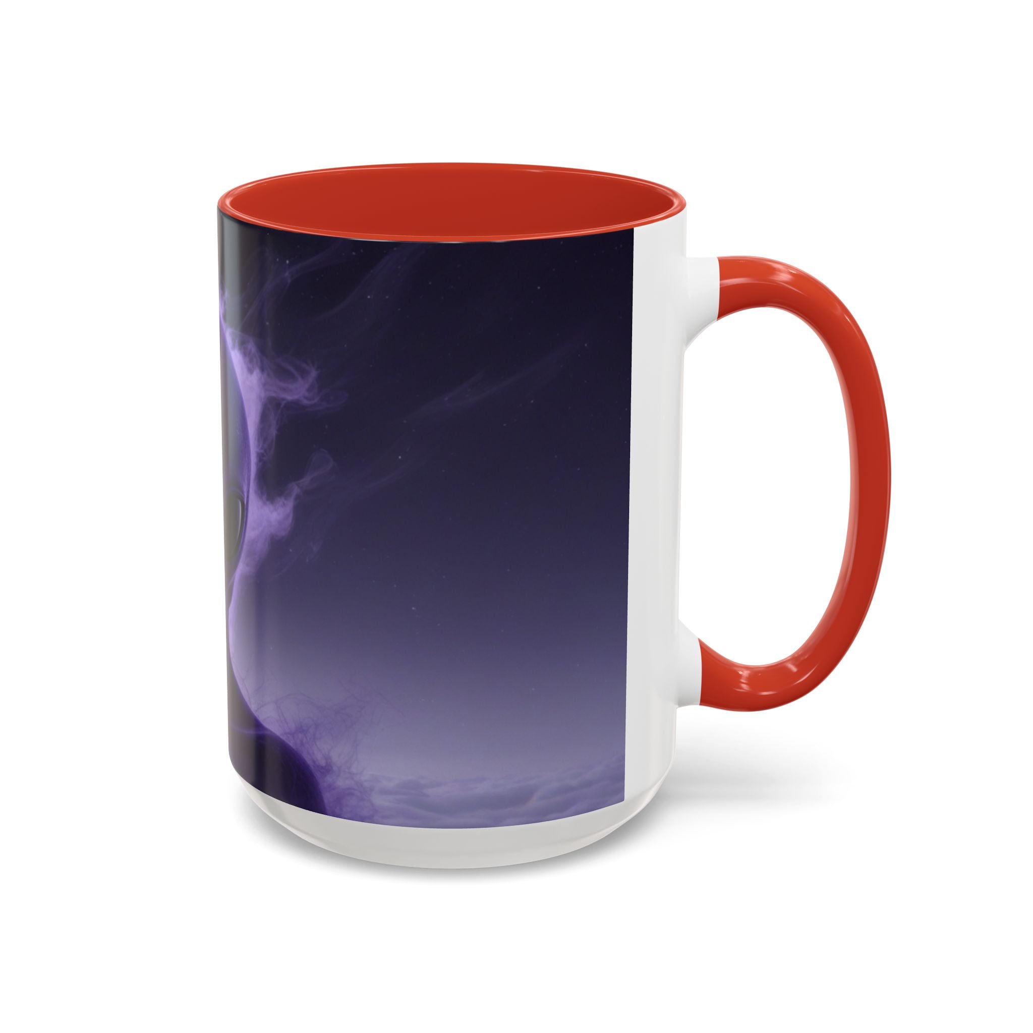 Alien Portrait Accent Coffee Mug — Purple Cosmic Extraterrestrial Art (11/15oz)