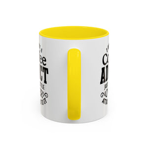 Coffee Addict Mug, Funny Coffee Lover Gift, Black Accent Mug, Warm Beverage Cup, Office Humor Drinkware