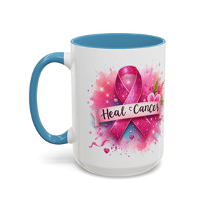 Pink Ribbon Healing Coffee Mug | Support Cancer Awareness | Inspirational Gift | Breast Cancer Support | 11oz & 15oz Options