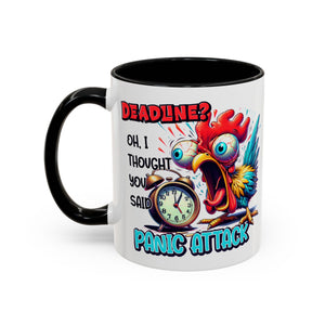Funny Panic Attack Coffee Mug, Quirky Rooster Mug for Stress Relief, Gift for Teachers, Office Humor, Coworker Gift, Fun Coffee Cup