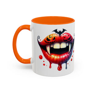 Halloween Vampire Coffee Mug, Spooky Drinkware, Goth Kitchen Decor, Pumpkin Mug, Horror Lover Gift