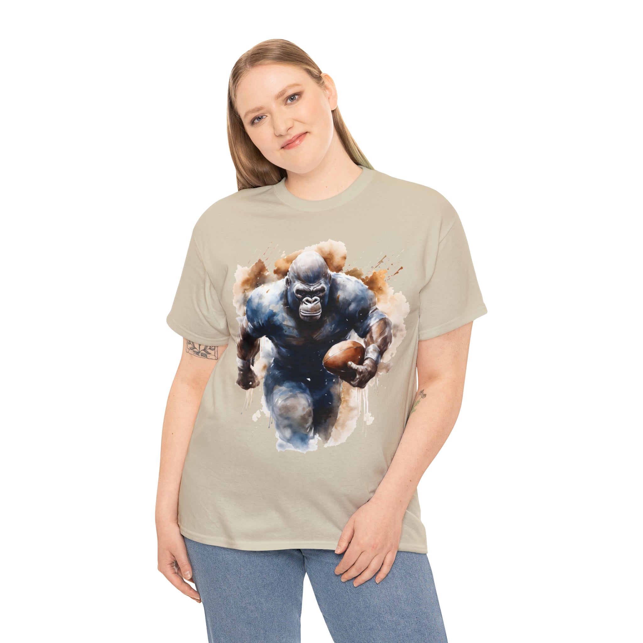 funny Football gorilla t shirt gift Unisex Heavy Cotton Tee