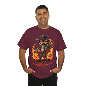 Halloween t shirt pumpkin western style shootout funny fall fun scary stocking stuffer for whole family  cotton tee