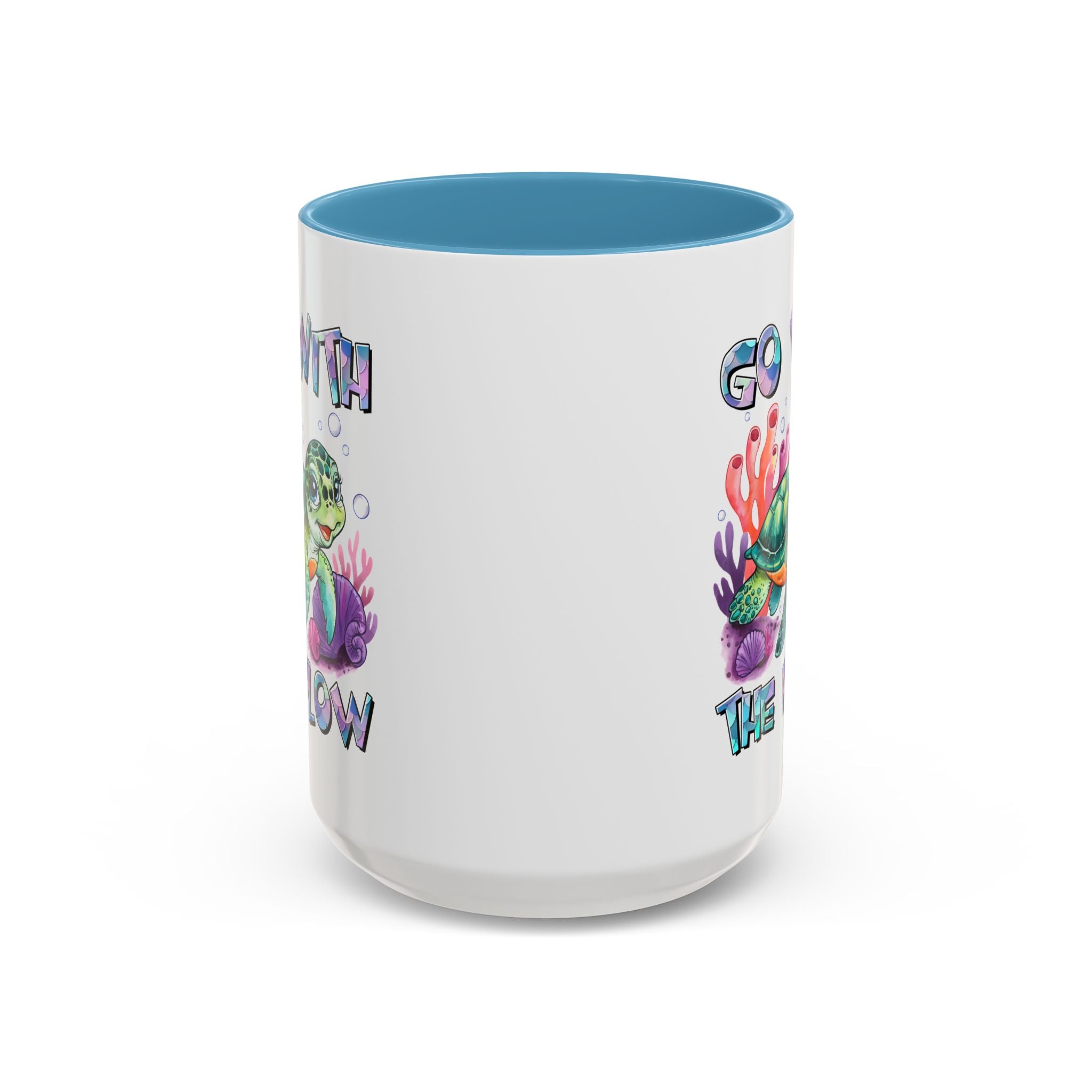 Ocean-Inspired Accent Coffee Mug - 'Go With The Flow' Design turtle